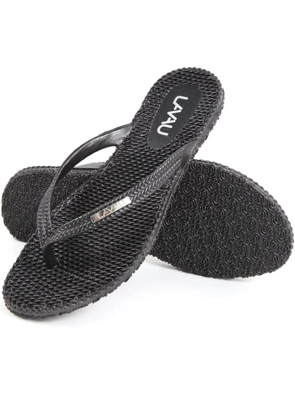 Women's Black Rubber Sole Waterproof Non Slip Flip Flops Flat Thong Sandals